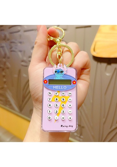 Eğlenceli Çocuk Öğrenci Hesap Makinesi Arkası Oyunlu Çanta Aksesuarı Anahtarlık Karekterli Pembe Diğer