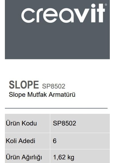 Creavit Sp8502 Slope Mutfak Armatürü