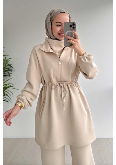 Ka Hijab Tasarım Yaka Scuba Takım - Bej