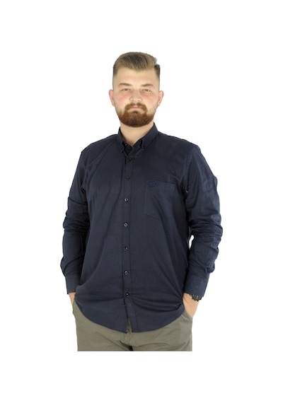 Mode Xl Büyük Beden Erkek Keten Cepli Gömlek 20386 Lacivert 001