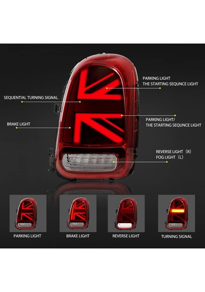 Autogp Mini Countryman F60 Arka Stop Lambası Ledli Kırmızı Union Jack 2017 / 2020