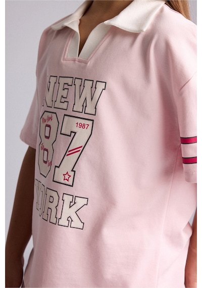 Defacto V Yaka Baskılı Kısa Kollu Açık Pembe Tişört Kız Çocuk H7251a826hspn74 Pembe-pn74