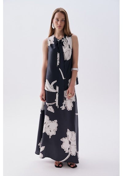 Mudo Kadın Kadın Lacivert Floral Desenli A Form Midi Etek 1267427