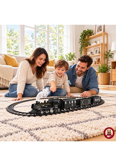 Oyuncak 15 Parça Su Buharlı Oyuncak Tren Seti Işıklı Sesli Pilli 3 Farklı Ray Dizilimli Lokomotif Ve Vagon Seti