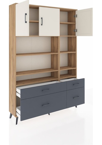 Arges Dolap 10 Raflı 4 Çekmeceli 3 Kapaklı 132x30x195 Çam-aytaşı/antrasit Aytası/antrasıt Arges Dolap 10 Raflı 4 Çekmeceli 3 Kapaklı 132x30x195 Çam-aytaşı/antrasit Aytası/antrasıt