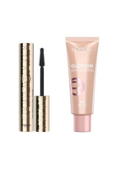 L'oreal Paris Panorama Hacim Veren Siyah Maskara &amp L'oreal Paris Glotion All-ın-one Doğal Işıltı 902 Makyaj Seti