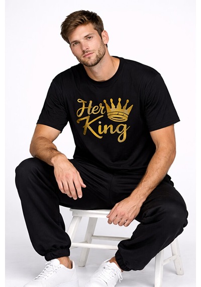 King Queen Sevgili Kombini Oversize Çift Tişört Unisex Partner Ko Çok Renkli