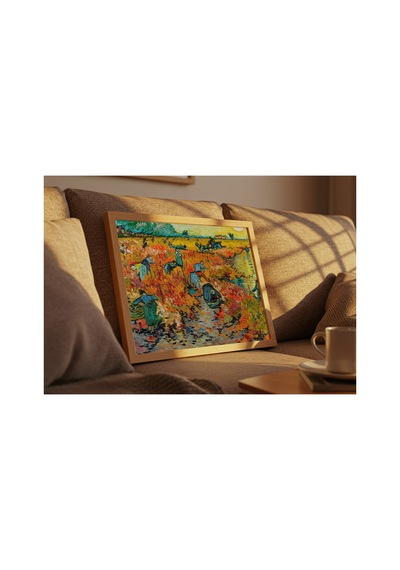 Van Gogh Kırmızı Üzüm Bağı Çerçevesiz Poster 30x42 Cm A3 Tablo Duvar Dekoru Mat Fotoğraf Kağıdı