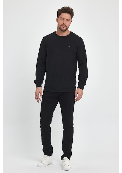 MMetalic Erkek Siyah Bisiklet Yaka Nakış Detaylı Regular Fit Sweatshirt 001