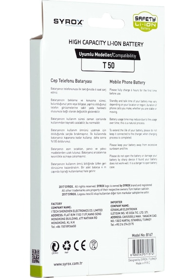Syrox Turkcell T50 Batarya B167