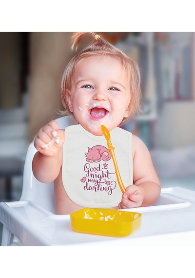 BK Kids Good Night My Darling Tasarımlı Bebek Mama Önlüğü - Model