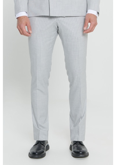 Ac&co Erkek Acık Grı Ekstra Slim Fit Kırlangıç Yaka Çizgili Takım Elbise Açık Gri