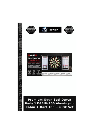 Premium Oyun Seti Duvar Hedefi Kabin-100 Aleminyum Kabin + Dart 100 + 6 Ok Set