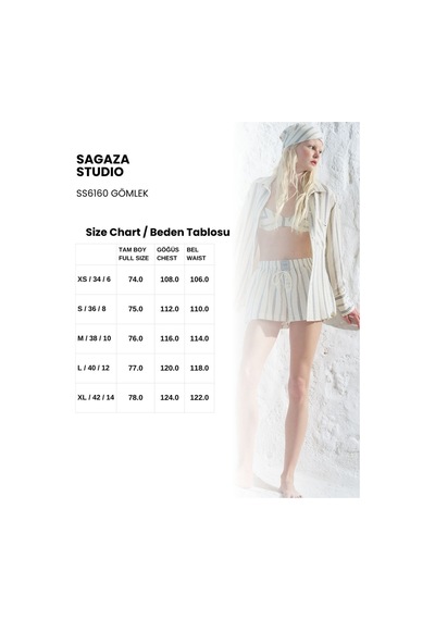 Sagaza Studio Ss6160 Oversize Çizgili Gömlek İndigo
