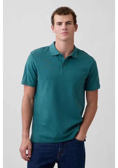 Gap Erkek Pique Polo Yaka Yeşil T-shirt-13470 Yeşil