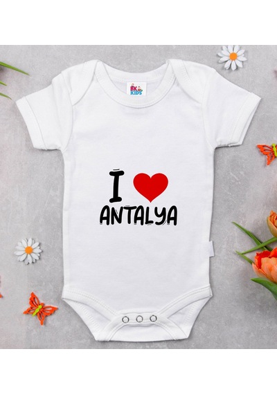 Bk Gift Bk Kids I Love Antalya Tasarımlı Bebek Body Zıbın - Model 1 12-18 Ay Sarı
