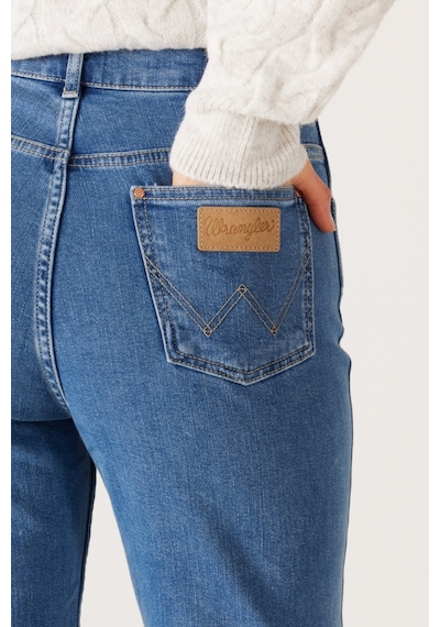Wrangler Yüksek Bel Dar Paça Esnek Mavi Kadın Mom Jean Denim Kot Pantolon W27M68231 Mavi