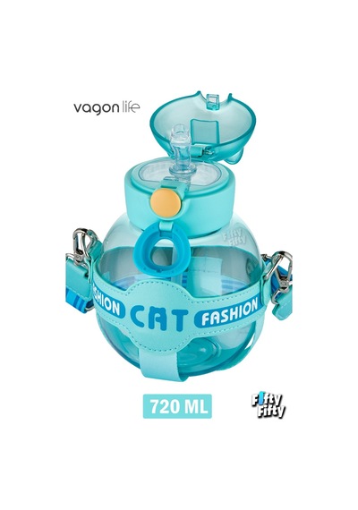 Vagonlife 720 Ml Kılıflı Ve Pipetli Su Matarası Su Yeşil Su Yeşili