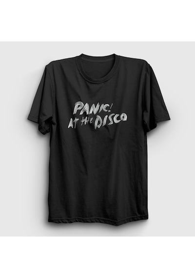 Presmono Unisex Brush Panic At The Disco T-shirt Siyah