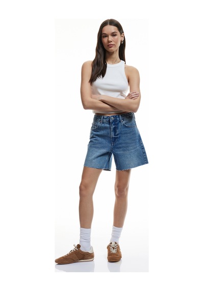 Koton Düğmeli Cep Detaylı Mini Rahat Kalıp Denim Şort Orta İndigo 5sal40002md İndigo