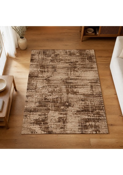 Kartela Halı Riva Halı Kaymaz Taban Makinede Yıkanabilir Halı Kahverengi - 100 X 150 Cm