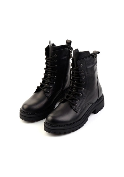 Siyah Hakiki Deri Kadın Bot & Bootie K02040451203 Siyah