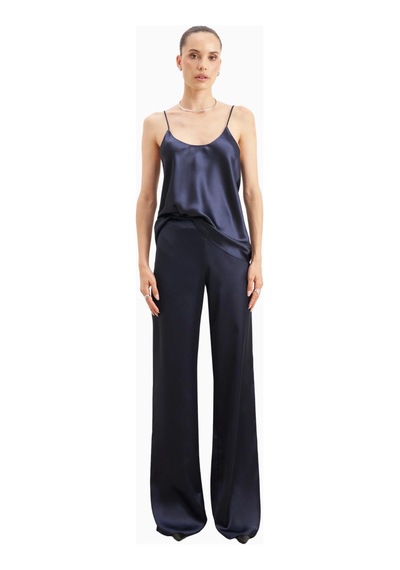 Because Of Alice Formal Satin Straight Leg Trousers Saten Düz Paça Kadın Pantolon Lacivert