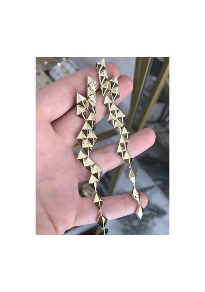 Gold Uzun Model Küpe Altın