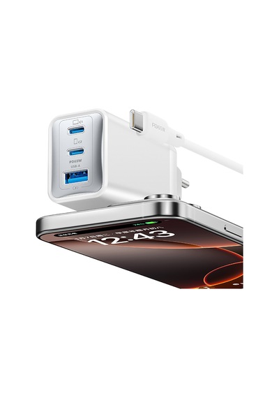 Recci Rc123e 65w Type-c Pd Gan Teknolojili Mini Hızlı Şarj Seti 1m Beyaz