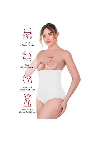 Beyaz Mı Emay 2080 Yüksek Bel Çıtçıtlı Slip Korse Beyaz