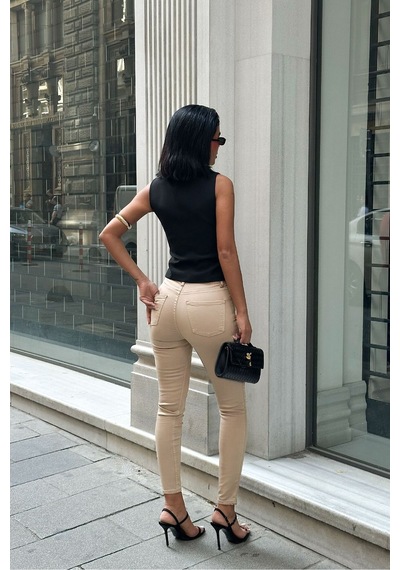 HLT Jeans Kadın Bej Süper Skinny Fit Esnek Likralı Yüksek Bel Jean Kot Pantolon Jennie-2005