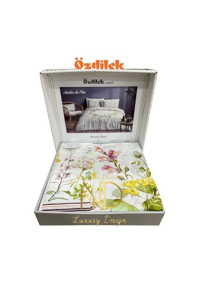 Çift Kişilik Ranforce Nevresim Takımı Jardin De Flor Beyaz Çok Renkli