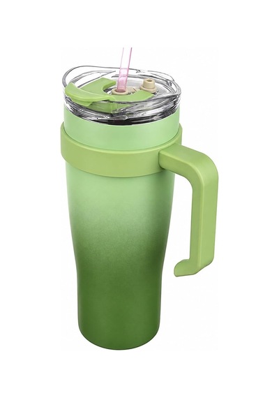 Paslanmaz Çelik,%100 Sızdırmaz, Çift Katmanlı, Pipetli, Saplı Termos Bardak, Termal Matara 1000 Ml Yeşil Genel