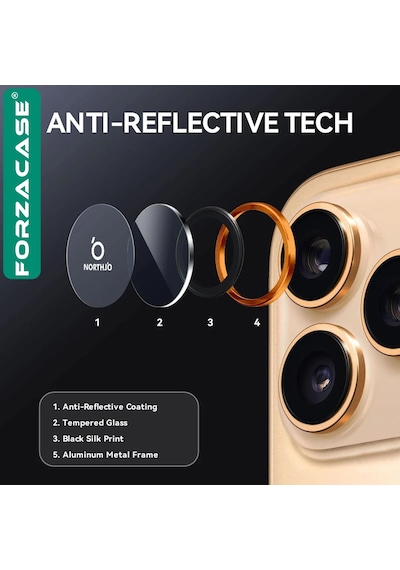 Forzacase Apple Uyumlu iPhone 17 Pro Max İle Kamera Camı Lens Koruyucu Halka Seti - Fc381 Lacivert