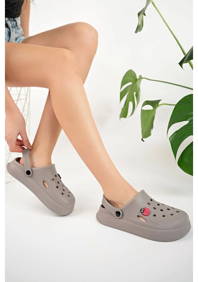 Unisex Çocuk Sabo Sandalet Günlük Ev Havuz Ve Plaj Terliği Gri