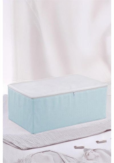 Medium Boy 3 Adet Mavi Çizgili Baza Çekyat Altı Hurç 53x30x20cm Mavi
