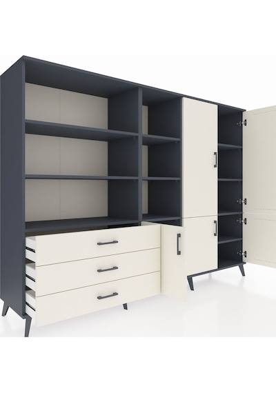 Hyperion Dolap 11 Raflı 3 Çekmeceli 5 Kapaklı 220x44x163 Antrasit Antrasit-aytaşı Hyperion Dolap 11 Raflı 3 Çekmeceli 5 Kapaklı 220x44x163 Antrasit Antrasit-aytaşı