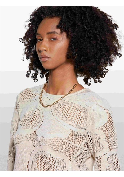 Sisley Pamuk Karışımlı Delik Detaylı Uzun Kollu T-shirt Kadın Pembe T-shirt - 325a3ııdl107t