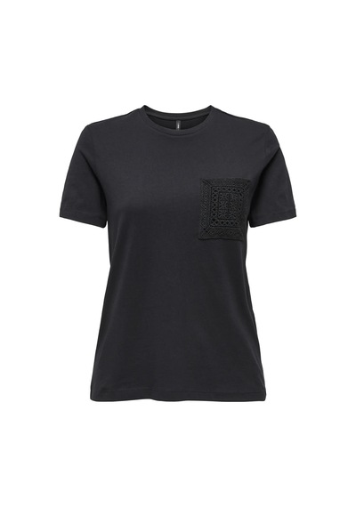 Only Onlenja S/s O-neck Pocket Top Jrs Kadın T-shirt 15369258 Siyah