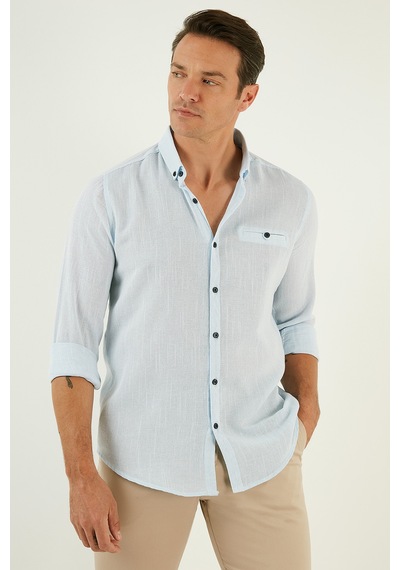 Buratti % 100 Pamuklu Slim Fit Uzun Kollu Erkek Gömlek Cf21S111498 Mavi Buratti % 100 Pamuklu Slim Fit Uzun Kollu Erkek Gömlek Cf21S111498 Mavi
