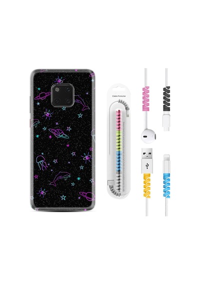 Huawei Mate 20 Pro Kılıf Kablo Koruyuculu Galaxy Yunus Göz 1860