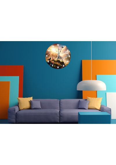 Ti-play Kuş Cenneti 30x30cm Akrilik Dekoratif Modern Duvar Saati ÇOk Renkli
