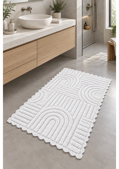 Alanur Bodrum Tufting Cotton Pamuklu El Işi Örgülü Paspas 113 80 X 135 Cm Ekru