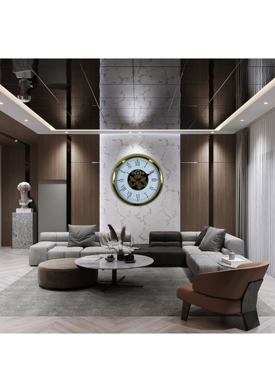 Luxury Gold 60 Cm Çarklı Duvar Saati Çok Renkli