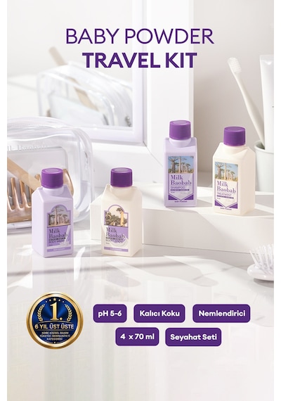 Yoğun Nem Desteği Sunan Saç Ve Vücut Seyahat Seti Mılk Baobab Original Travel Kit Baby Powder