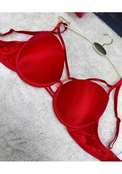 Le Jardin Monica Göğsü Şeritli Mikro Push-up Arkası İp Detaylı Sü Kırmızı