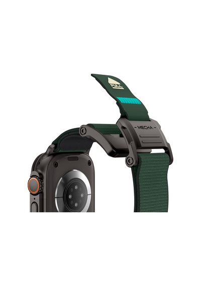 Watch 42mm Uyumlu Mohseven İwatch Mecha Sport Hasır Kordon Siyah-yeşil