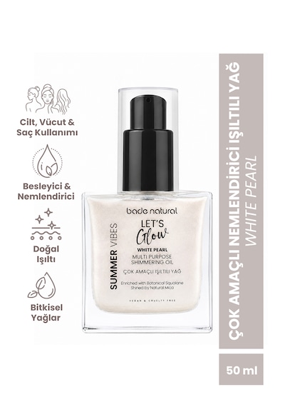 Bade Natural Işıltılı Çok Amaçlı Vücut Yağı White Pearl 50 Ml