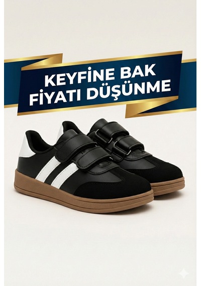 N Moda Cool Kids Retro Tarz Cırtlı Çocuk Spor Ayakkabı Konforlu Ve Şık Günlük Sneaker Siyah
