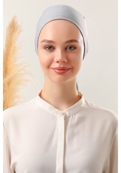 Melodi Scarf Dikişli Penye Bone Açık Gri Açık Gri